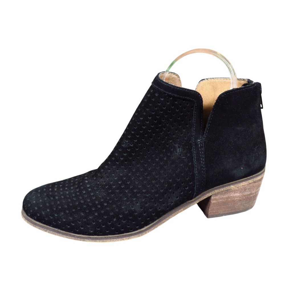 Susina Kyle Women Ankle Booties Size 6.5 M Everyday Black Perforated Suede